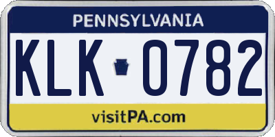PA license plate KLK0782