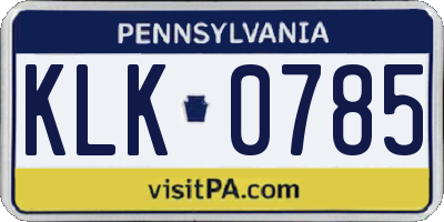 PA license plate KLK0785