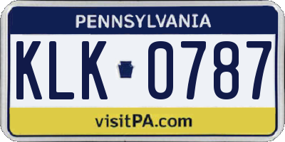 PA license plate KLK0787