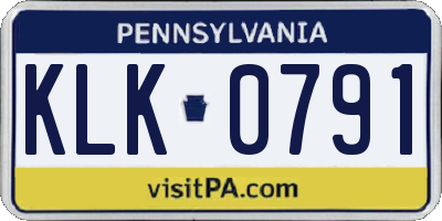 PA license plate KLK0791