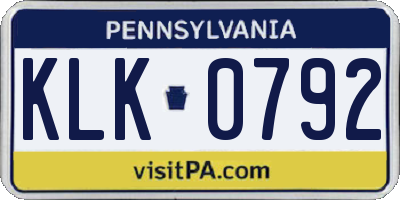 PA license plate KLK0792