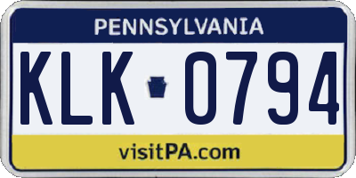 PA license plate KLK0794