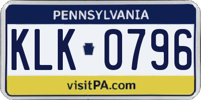 PA license plate KLK0796