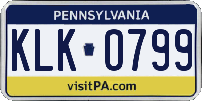 PA license plate KLK0799