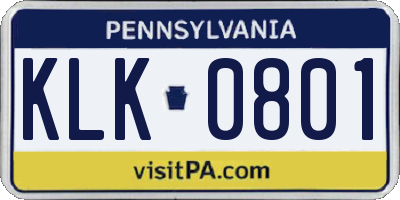 PA license plate KLK0801