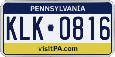 PA license plate KLK0816