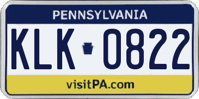 PA license plate KLK0822