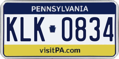 PA license plate KLK0834
