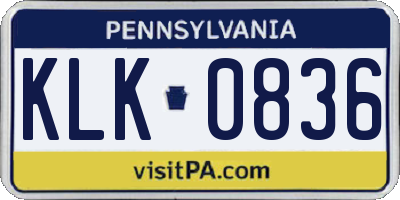PA license plate KLK0836