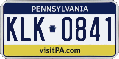 PA license plate KLK0841