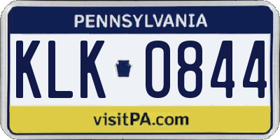 PA license plate KLK0844