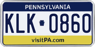 PA license plate KLK0860