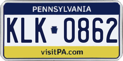 PA license plate KLK0862