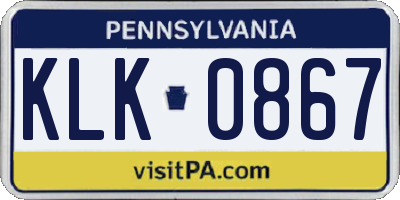 PA license plate KLK0867