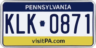 PA license plate KLK0871