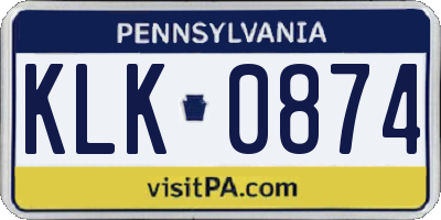 PA license plate KLK0874