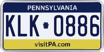 PA license plate KLK0886