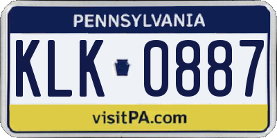 PA license plate KLK0887