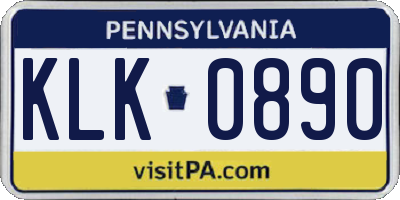 PA license plate KLK0890