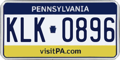 PA license plate KLK0896