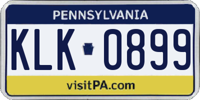 PA license plate KLK0899