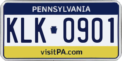 PA license plate KLK0901