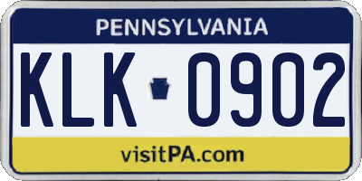 PA license plate KLK0902