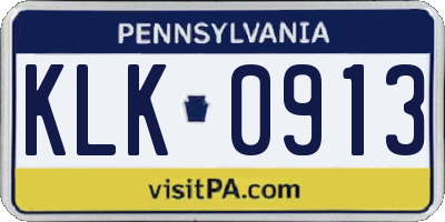 PA license plate KLK0913