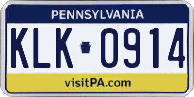PA license plate KLK0914