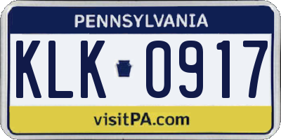 PA license plate KLK0917