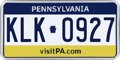 PA license plate KLK0927
