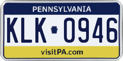 PA license plate KLK0946