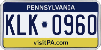 PA license plate KLK0960