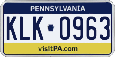 PA license plate KLK0963