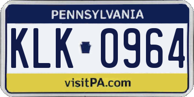 PA license plate KLK0964