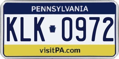 PA license plate KLK0972