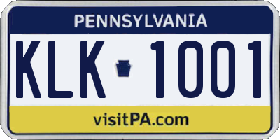 PA license plate KLK1001