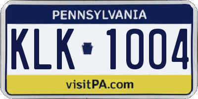 PA license plate KLK1004