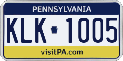 PA license plate KLK1005