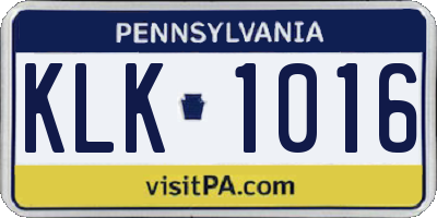 PA license plate KLK1016