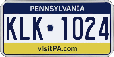 PA license plate KLK1024
