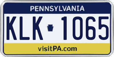 PA license plate KLK1065