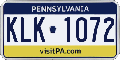PA license plate KLK1072