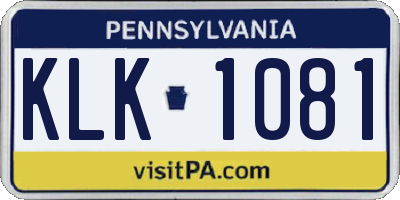 PA license plate KLK1081