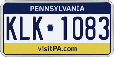 PA license plate KLK1083