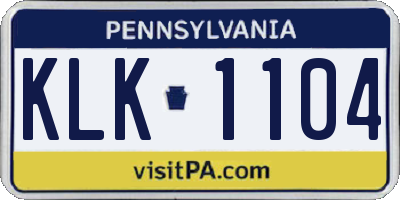 PA license plate KLK1104