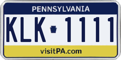 PA license plate KLK1111