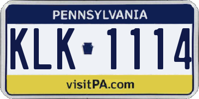 PA license plate KLK1114