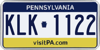 PA license plate KLK1122