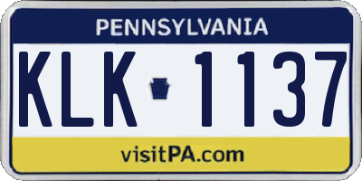 PA license plate KLK1137